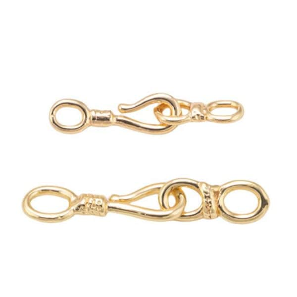 1 set or 4 sets 5x27mm or 4x20mm 14K Gold  S Hook Clasp for Bracelet Necklace Jewelry Making Supply Fish and Eye Hook