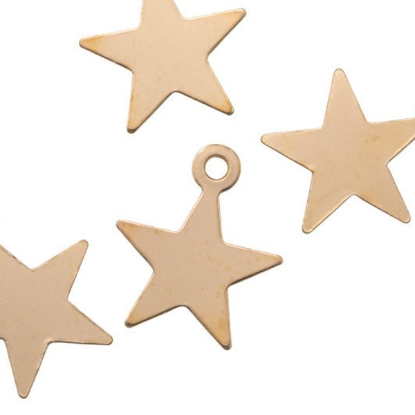 Gold Filled Star Charms and Connectors- 14/20 Gold Filled- USA Product-8mm- 4 pieces per order
