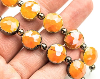 Gunmetal or Gold Wrapped 6pcs Strand 13*16mm Bezel Wrapped Gray Moonstone Teardrop Crystals