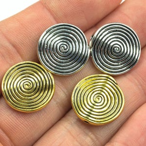 7 Coin Swirl PEWTER BEADS 15x16mm- 77-378