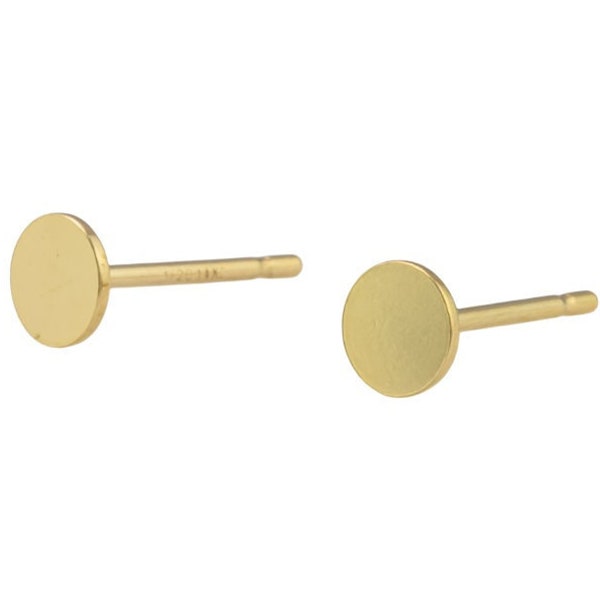 Gold Filled Disc Earring Stud- 14/20 Gold Filled- USA Product-  4mm Stud