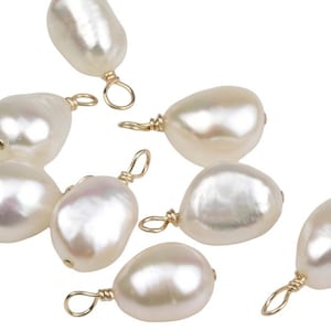 USA Gold Filled Natürliche Perle Charms Tropfen Anhänger Handgemacht ca. 8-9 mm.Made mit Natürlichen Süßwasserperle und Gold Filled Draht Made in USA