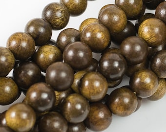 Natural Phoebe Zhennan wood. 6mm or 8mm or 10mm Round. Full Strand Gemstone Beads