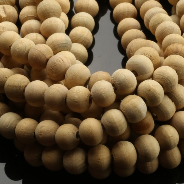 Natural Lt Sandal Wood, High Quality in Round Gemstone Beads