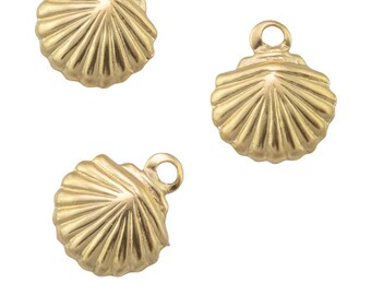 Gold Filled SeaShell Shell Charm- 14/20 Gold Filled- USA Product-7mm- 2 pieces per order