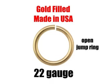 USA Gold Filled Jump Ring 22GA Open 22 Gauge - 14/20 Gold FIlled- USA Made- Click and Lock Design- Perfect for Permanent Jewelry Jump Ring