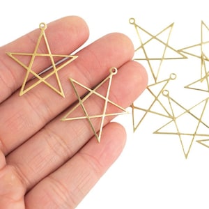 Star BRASS- Charm- 32mm- 4 pcs per Order