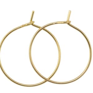 Componenti per orecchini a cerchio in oro bianco/oro pieno - 20 mm 25 mm 35 mm 45 mm 50 mm - 2 paia per ordine (4 pezzi)