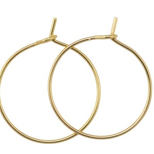 Gold Filled / White Gold Filled Earring Hoop Findings - 20mm 25mm 35mm 45mm 50mm - 2 pairs per order (4 pcs)