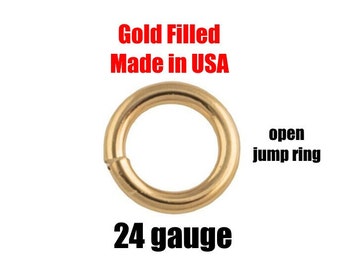 USA Gold Filled Jump Ring 24GA Open 24 Gauge - 14/20 Gold Filled - USA Made - 2mm 3mm 4mm 5mm Click and Lock Design- Perfect for Fine Work