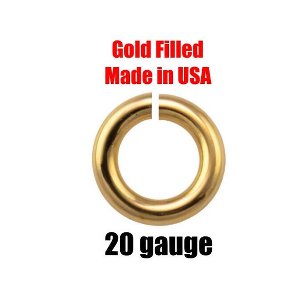 USA Gold Filled Jump Ring 20GA Open 20 Gauge - 14/20 Gold Filled USA Made Click and Lock Design Perfect for Fine Work 3mm 4mm 5mm Jump Rings