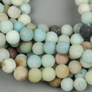 AMAZONITE Beads MATTE/MATT Best Quality Round sizes 4mm, 6mm, 8mm, 10mm, 12mm, 14mm- Full Strand- 15.5 Inches- Matte Finish - Full Strand