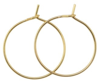 Gold Filled / White Gold Filled Earring Hoop Findings - 20mm 25mm 35mm 45mm 50mm - 2 pairs per order (4 pcs)