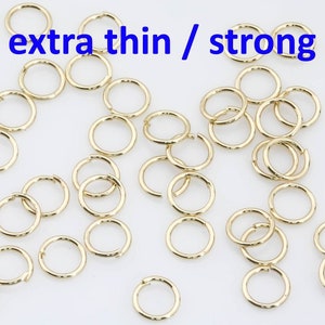 Gold Filled SUPER STRONG/ Extra THIN Gauge Gold Filled Jump Rings 3mm 4mm 5mm 6mm 7mm Carbon Steel - Very sturdy despite thickness. 18K 14K