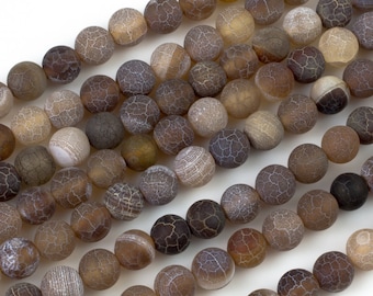 Natural Matt Brown Spider Vein Agate, High Quality in Matt Round, 6mm, 8mm, 10mm, 12mm- Full Strands Beads 15.5 Inches Gemstone Beads