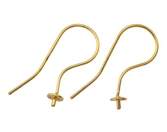 Glue in Earring Earwire Fishhook Fish Hook 24mm - Gold Plated - 5 Pairs /  10 Pieces per Order - Etsy