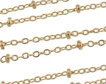 2mm Bead Satellite Chain 18k Gold Oval Chain- By the Yard