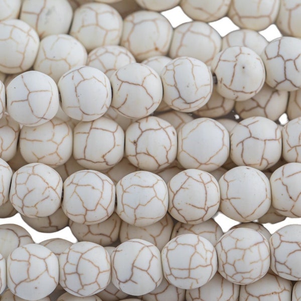 Natural White Magnesite Matt  Round 6mm, 8mm, 10mm, 12mm-Full Strand 15.5 inch Strand Gemstone Beads