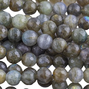 Natural Labradorite, High Quality in Faceted Round- Dark- 4mm, 6mm, 8mm, 10mm, 12mm, 14mm Gemstone Beads