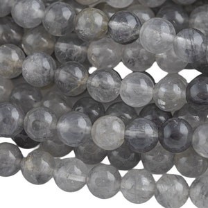 Natural  Cloud Quartz - Gray Cloudy Quartz - Gray Quartz -  High Quality - 6mm 8mm 10mm 12mm - Full Strand 15.5"  - Gemstone Beads