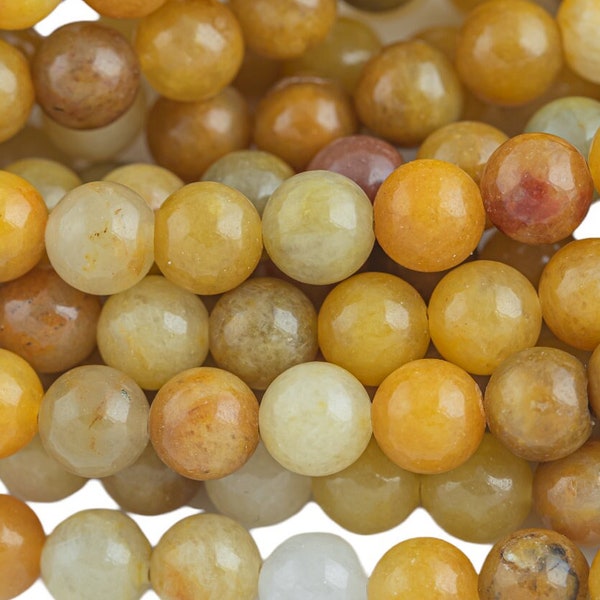 Natural Yellow Jade-  Round sizes.  4mm, 6mm, 8mm, 10mm, 12mm, 14mm- Full 15.5 Inch Strand AAA Quality  Smooth Gemstone Beads