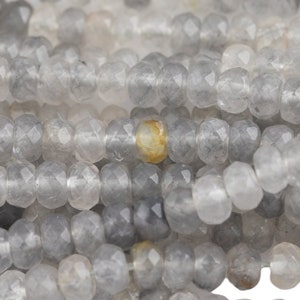 Natural Cloudy Quartz- High Quality in Faceted Roundel- 4mm, 6mm, 8mm, 10mm, 12mm Gemstone Beads