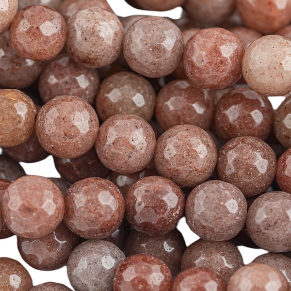 Natural Brown Aventurine Beads AAA Grade Faceted Round, 4mm, 6mm, 8mm, 10mm, 12mm Full Strand 15.5 inch Strand Gemstone Beads