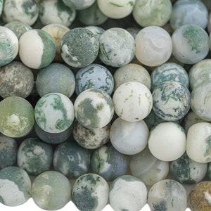 Natural Tree Agate, High Quality in Matt Matte Round, 6mm,8mm, 10mm, 12mm AAA Quality AAA Quality Gemstone Beads
