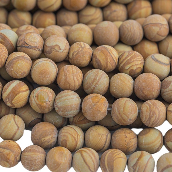 Natural Matte Wood Jasper, High Quality in  Round, 4mm, 6mm, 8mm, 10mm, 12mm, 14mm- Full 15.5 Inch Strand  Smooth Gemstone Beads