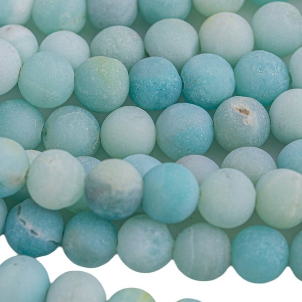 RUSSIAN AMAZONITE MATTE Frosted Round sizes 4mm, 6mm, 8mm, 10mm, 12mm, 14mm- Full Strand- 15.5 Inches-Frosty Matte Finish - Full Strand A