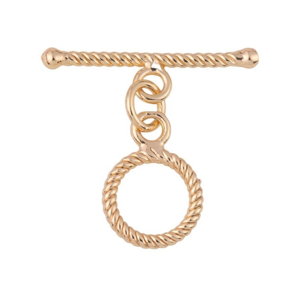 1 set per order -9mm 14K Gold Colored Toggle Clasp for Bracelet Necklace Jewelry Making Supply