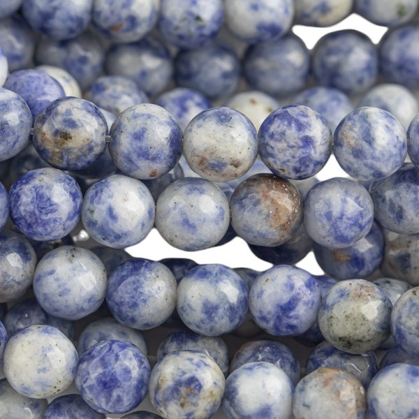 Natural Faceted Round Sodalite, High Quality in  Round, 4mm, 6mm, 8mm, 10mm, 12mm-  Full 15.5 Inch Strand AAA Quality Gemstone Beads