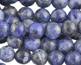 Natural Sodalite Beads AAA Quality, High Quality in  Round- 4mm, 6mm, 8mm, 10mm, 12mm- Full 15.5 Inch Strand-   Smooth Gemstone Beads