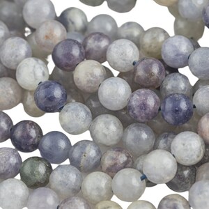 Natural flower Iolite Beads Full Strands-15.5 inches- Round- 8mm, 10mm, 12mm- 15.5 inches  Smooth Gemstone Beads