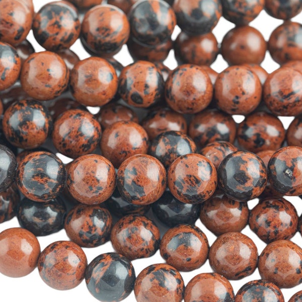 Natural Mahogany Jasper Mahogany Obsidian, High Quality in  Round,4mm, 6mm, 8mm, 10mm, 12mm- Full 15.5 Inch strand-  Smooth Gemstone Beads