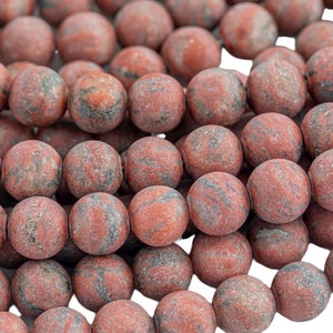 Natural Sesame Jasper, High Quality in Matte Round, 4mm, 6mm, 8mm, 10mm, 12mm- Full 15.5 Inch Strand Gemstone Beads