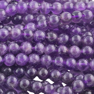 Natural AMETHYST Beads  Gemstone Beads AA+ Grade -  Round 6mm, 8mm, 10mm-Full Strand 15.5 inch Strand  Smooth