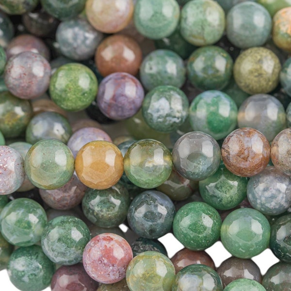 Natural Indian Agate Beads Grade AAA  Round Round, 4mm, 6mm, 8mm, 10mm, 12mm, 14mm-  Full 15.5 Inch Strand Smooth Gemstone Beads