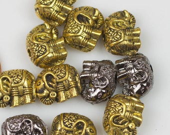 10 or 50 pcs Elephant Bead 10*11mm Bead Pewter. Gold, silver, or gunmetal.