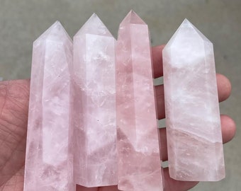 Rose Quartz Towers Crystal Obelisk Natural Crystals Tower Point wand healing crystal Pink Rose Quartz Towers - Extra Thick