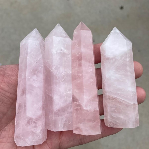 Rose Quartz Towers Crystal Obelisk Natural Crystals Tower Point wand healing crystal Pink Rose Quartz Towers - Extra Thick