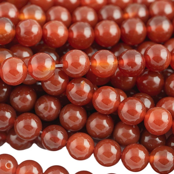 Perles de cornaline foncées naturelles de haute qualité rondes lisses 6 mm, 8 mm, 10 mm, 12 mm, 14 mm - brin complet de 15,5 pouces de long de qualité AAA lisse