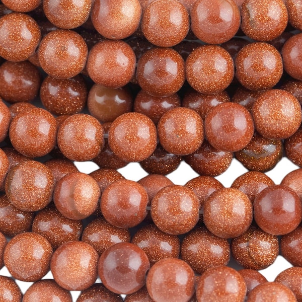 Natural Gold SandStone Goldstone Grade AAA Round  Beads. Full strand, 4mm, 6mm, 8mm, 10mm, 12mm- Full 15.5 Inch Strand Smooth Gemstone Beads