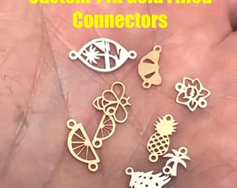 Create a CUSTOM request or logo connector - any small graphic or word- for Permanent Jewelry, sterling silver or gold filled- 5 or 10 pcs