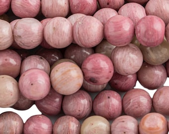 Natural Rhodonite High Quality in  Round -Full Strand 15.5 inch Strand, 4mm, 6mm, 8mm, 12mm, or 14mm Beads  Smooth Gemstone Beads