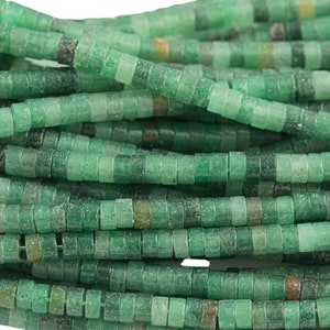 Natural Green Jade Heishi Discs Beads 2x4mm 3x6mm 15.5" Strand