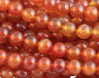 Natural Light Carnelian Beads High Quality Smooth Round 6mm, 8mm, 10mm, 12mm, 14mm- Full Strand 15.5 Inches Long AAA Quality Smooth