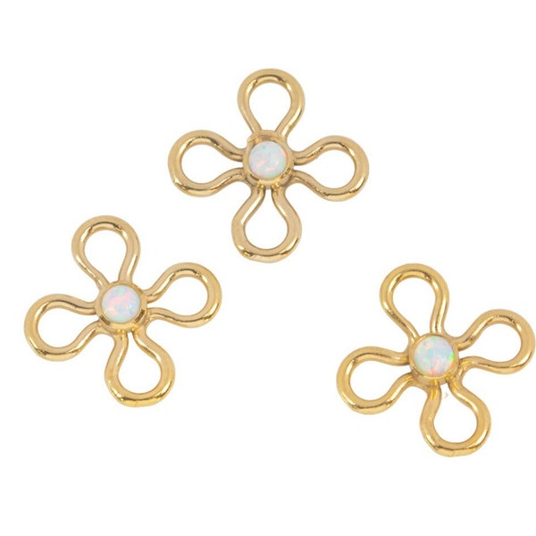 Opal Gold Filled Flower Clover Cross CCZ Charm- 14/20 Gold Filled- USA Product-7.5mm- 1 piece per order