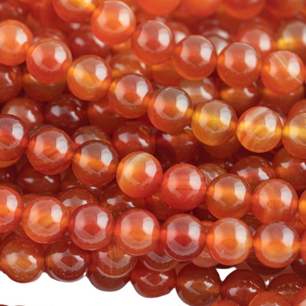 Natural Light Carnelian Beads High Quality Smooth Round 6mm, 8mm, 10mm, 12mm, 14mm- Full Strand 15.5 Inches Long AAA Quality Smooth