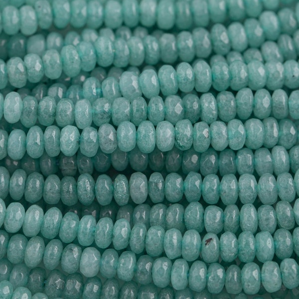 4mm- JADE Faceted Rondelle- Single or Bulk- 15.5" - Apatite -Full Strand 15.5 inch Strand